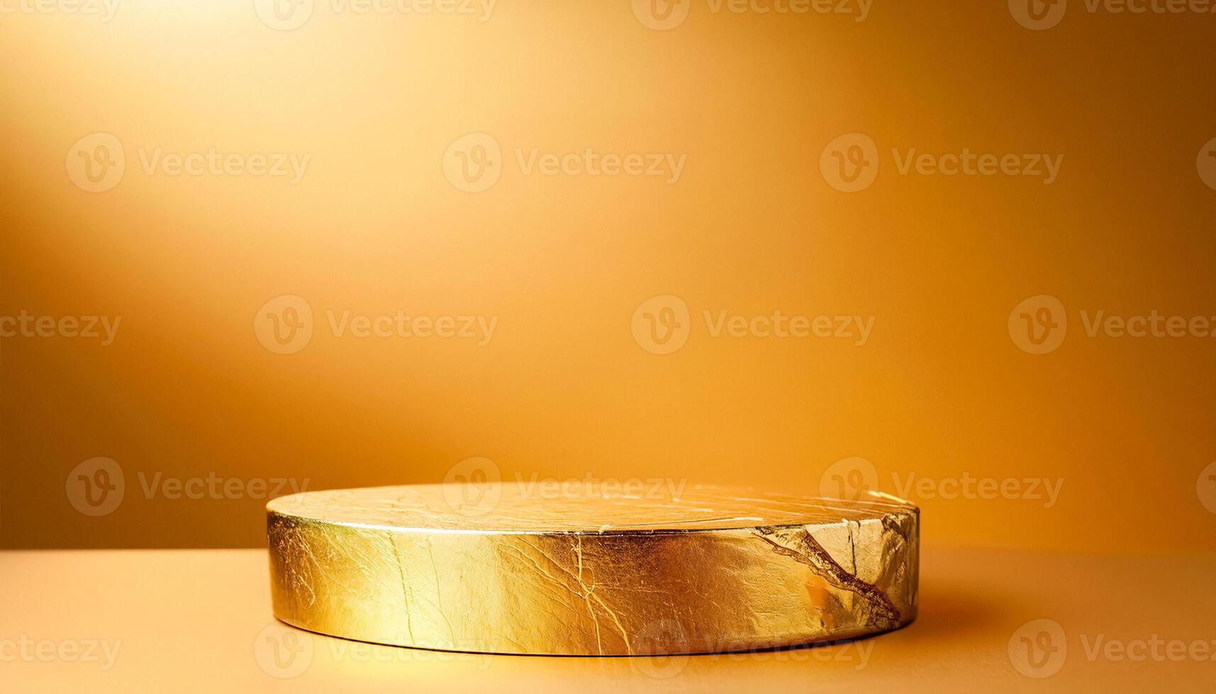 Golden Pedestal on a Yellow Background photo