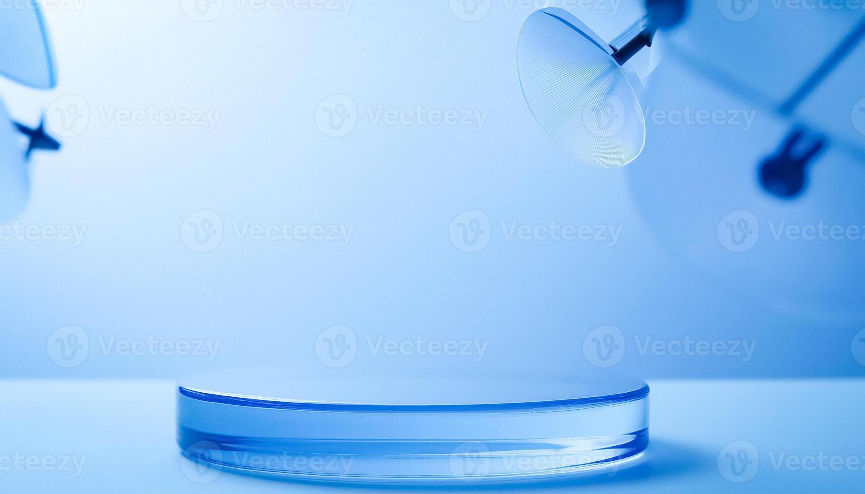 Blue Glass Platform with a Minimalist Design photo
