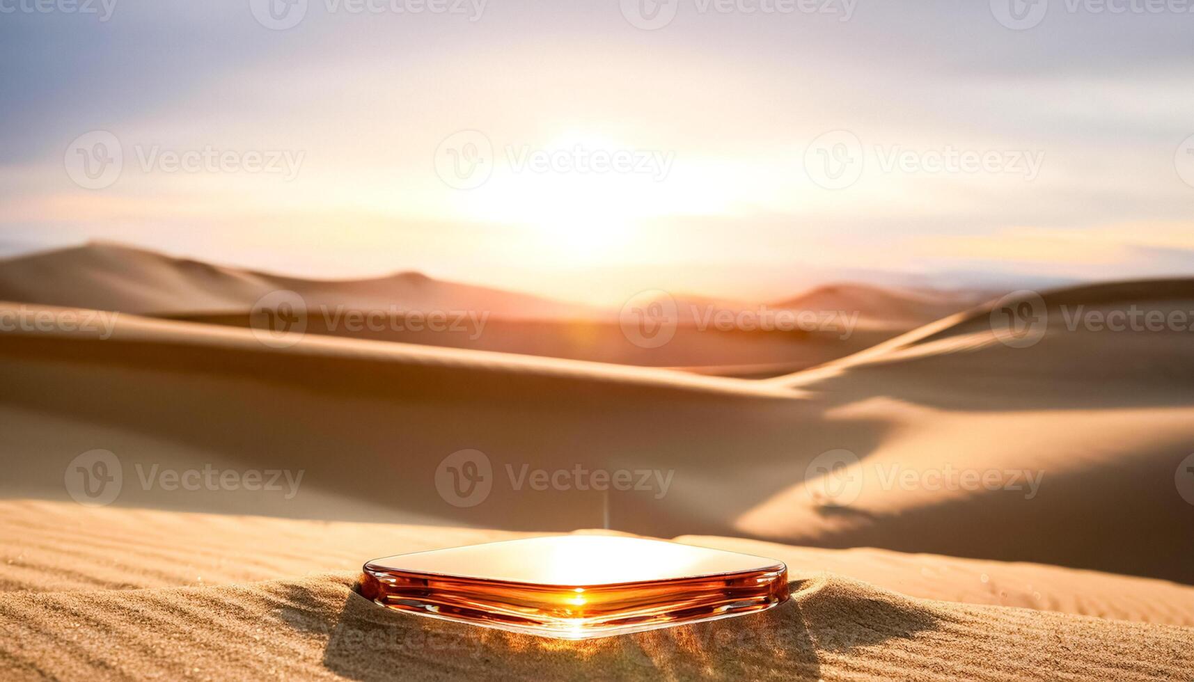 Desert Sunset with Glass Object photo
