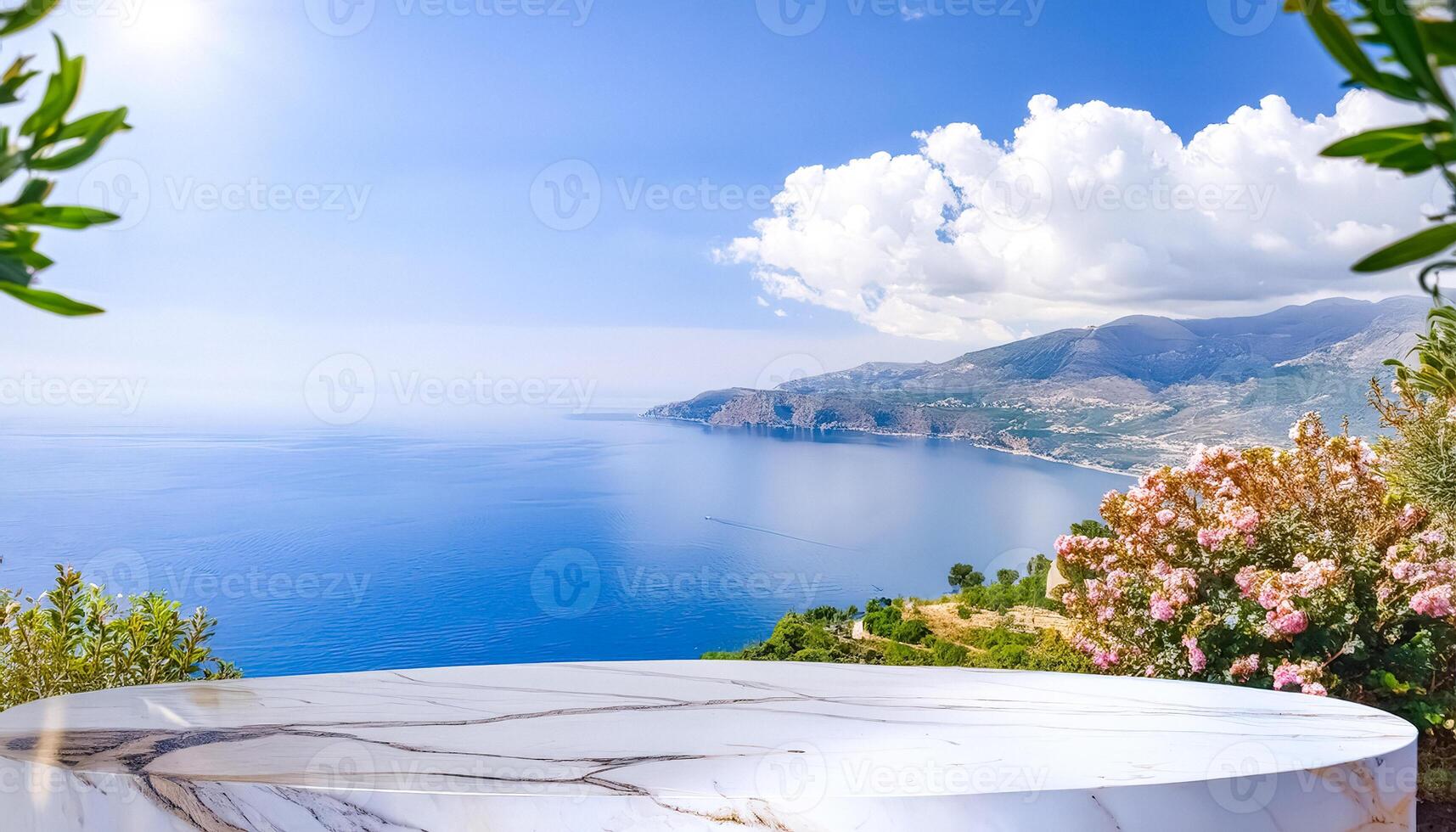 Marble Tabletop With Ocean View photo