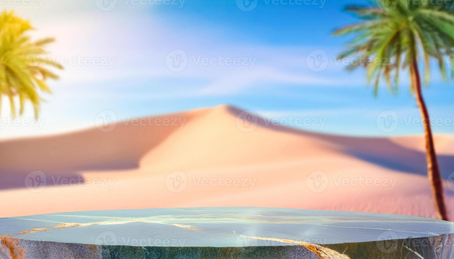 Marble Platform in Front of Desert Landscape photo