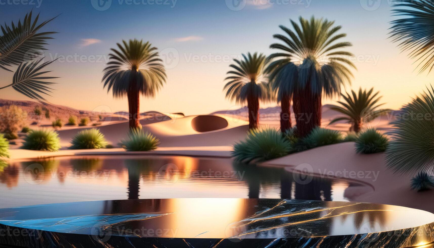 Marble Podium in Desert Oasis photo