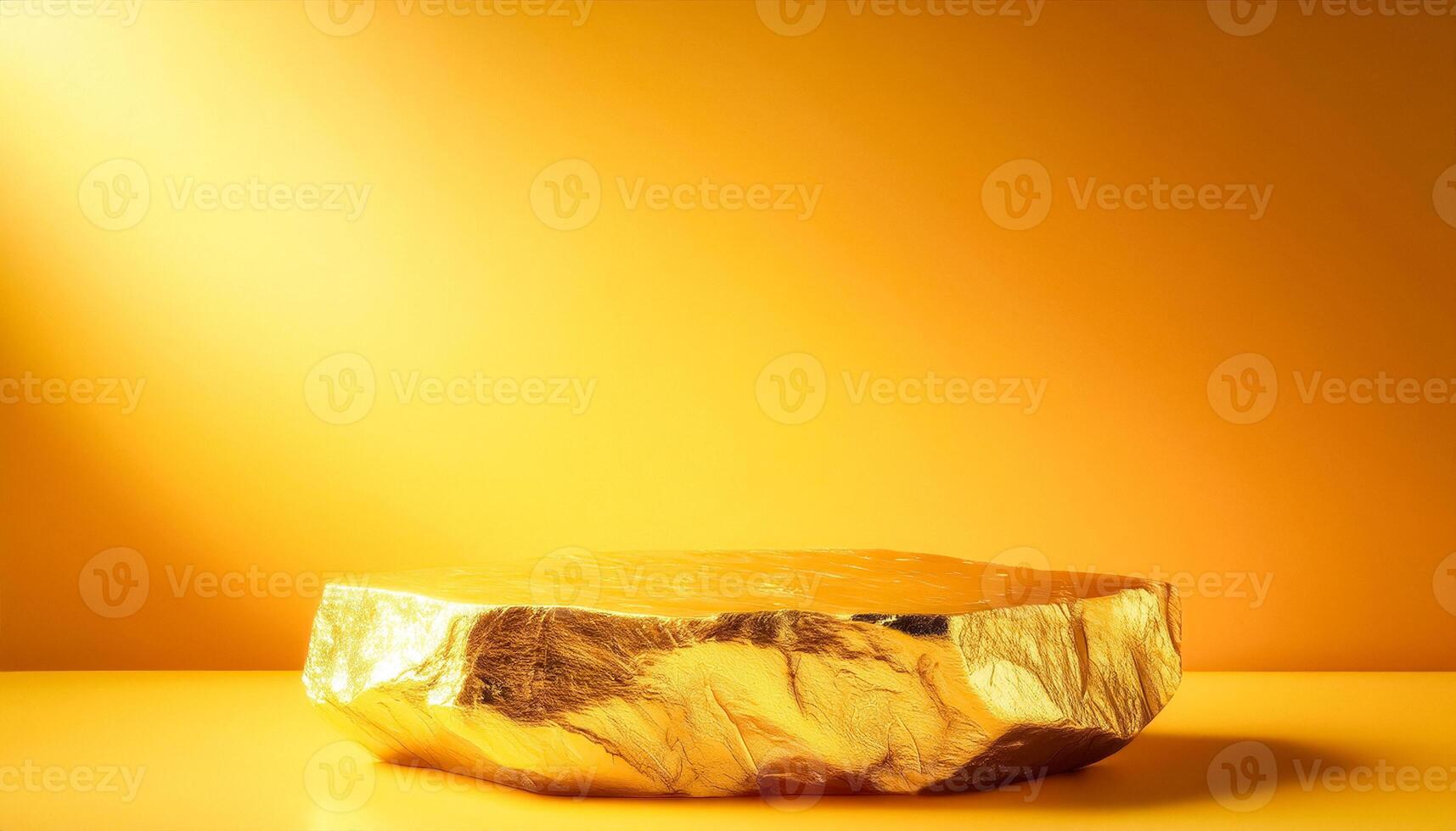 Golden Rock Platform on Yellow Background photo