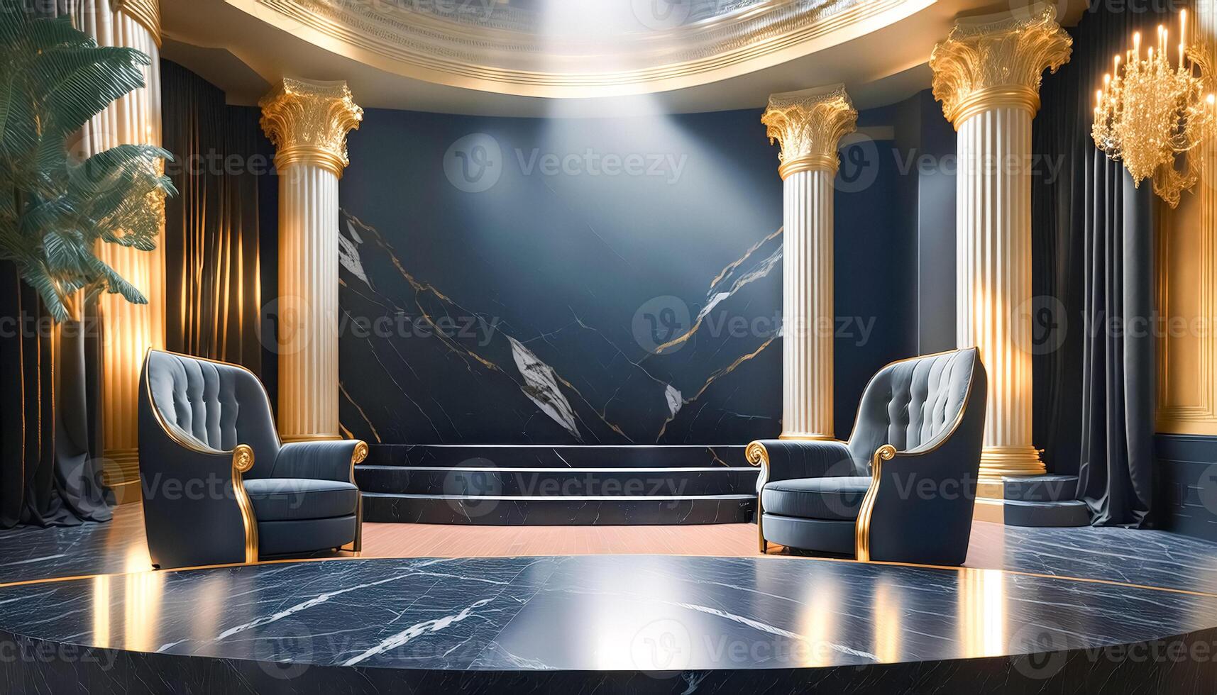 Luxury interior with marble and gold accents photo