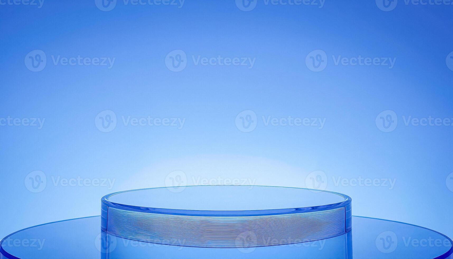 Blue Glass Podium on a Blue Background photo