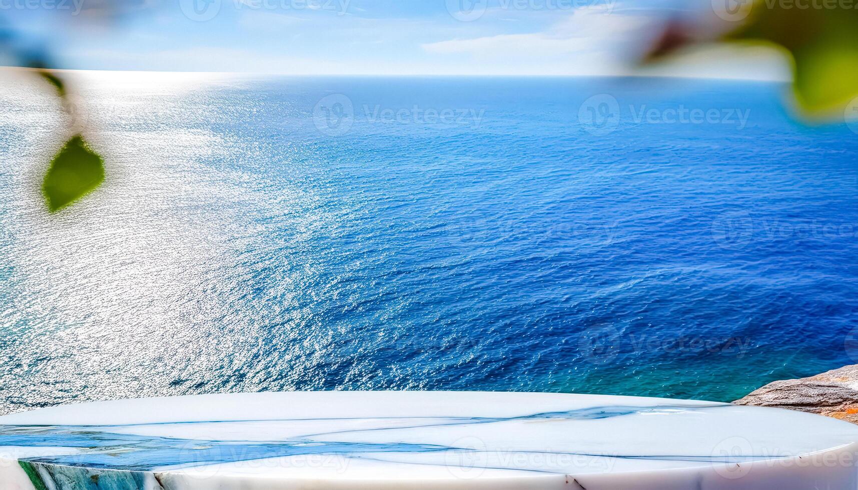 Marble Tabletop with a Stunning Ocean View photo