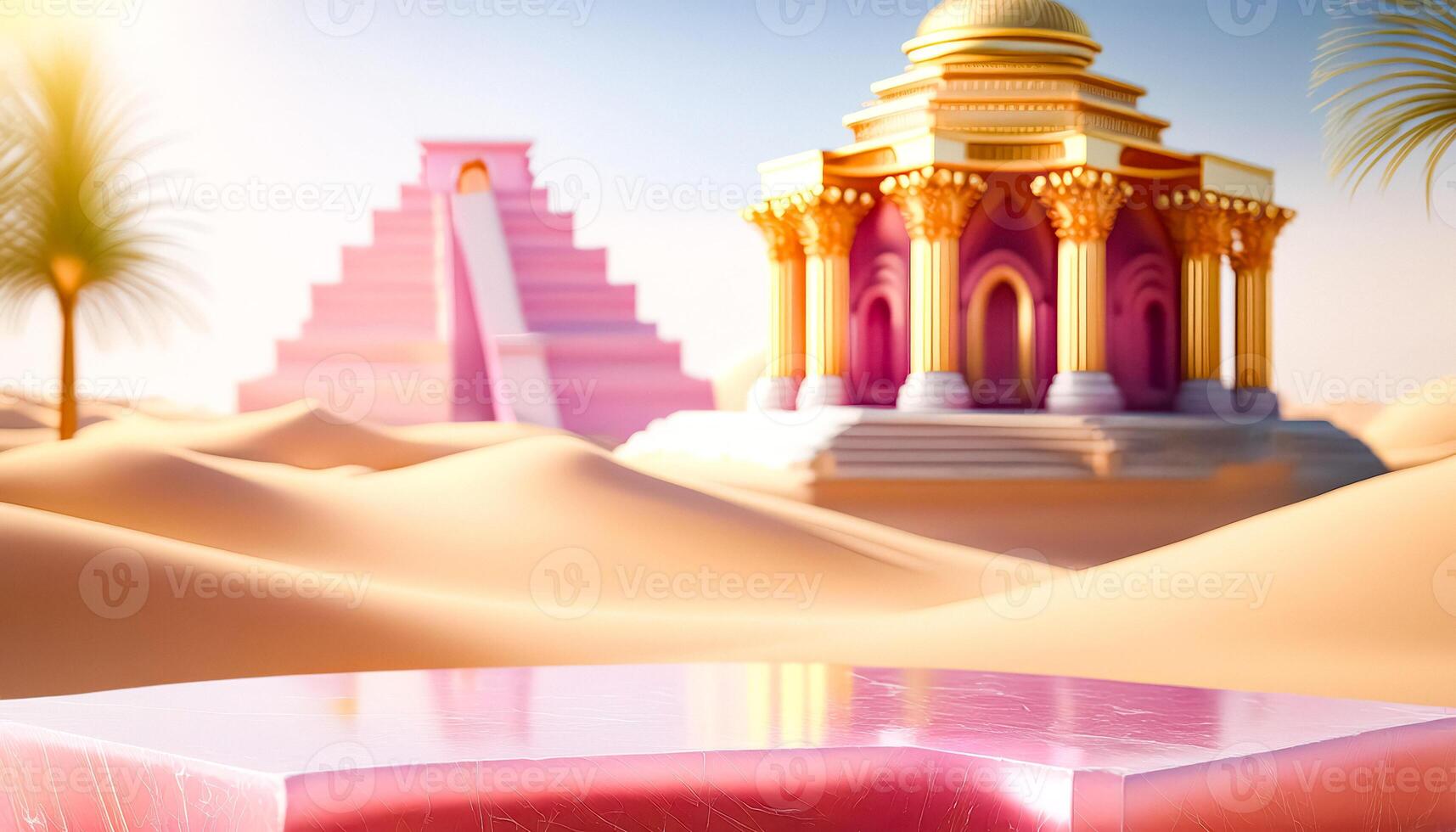 Product Display Platform in a Desert Setting photo