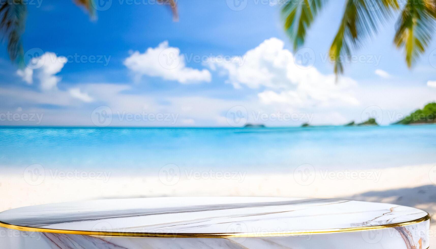 Marble Podium on a Tropical Beach photo
