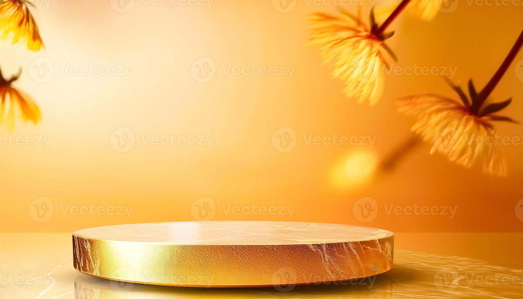 Golden Platform with Abstract Flower Background photo