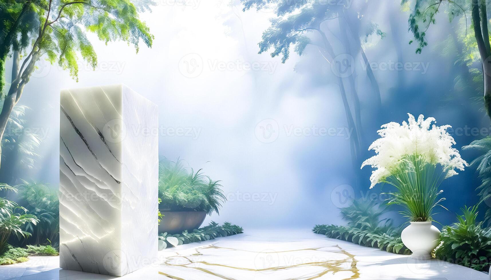 Marble Pedestal in a Tropical Paradise photo