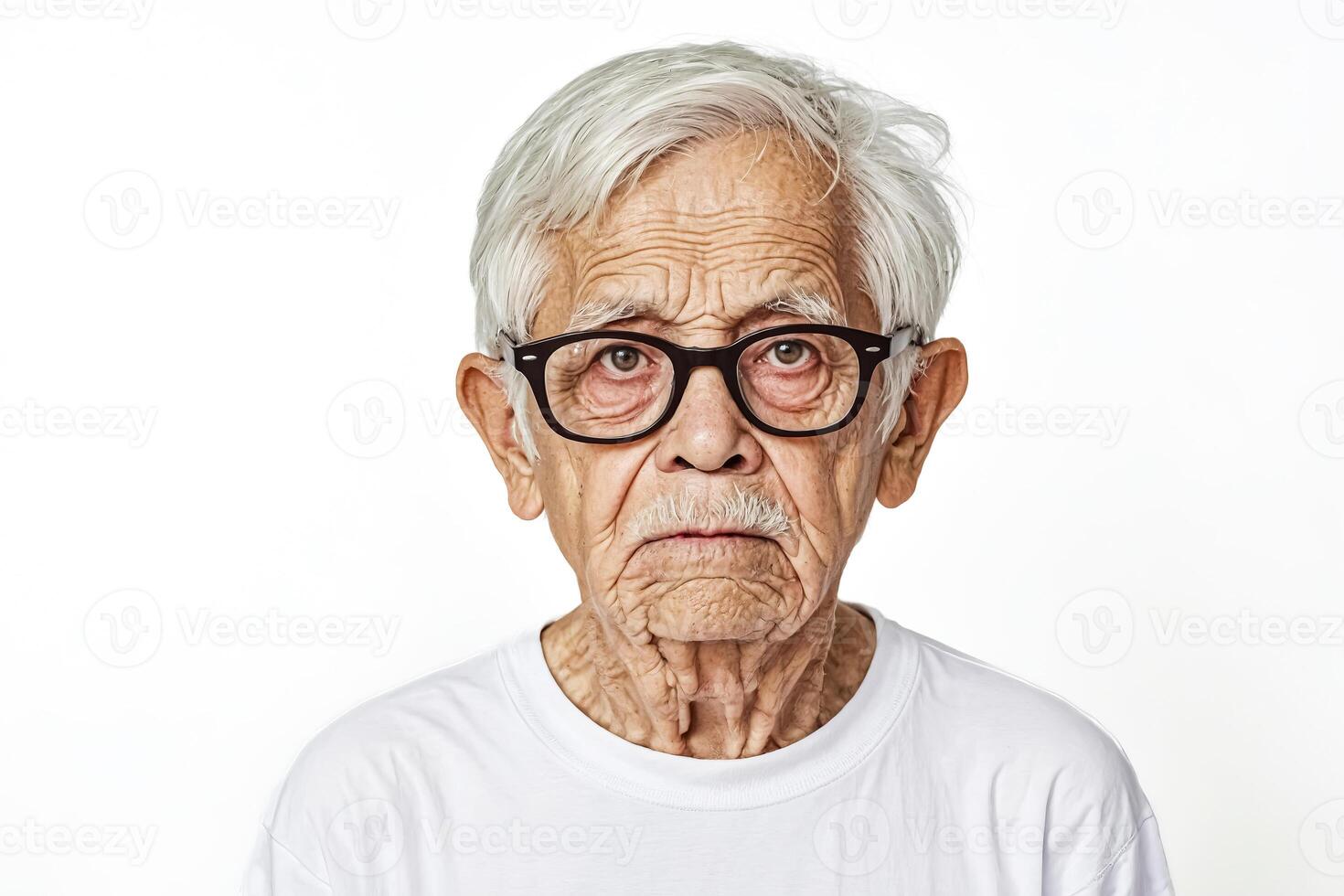 Portrait of an elderly man with a serious expression photo