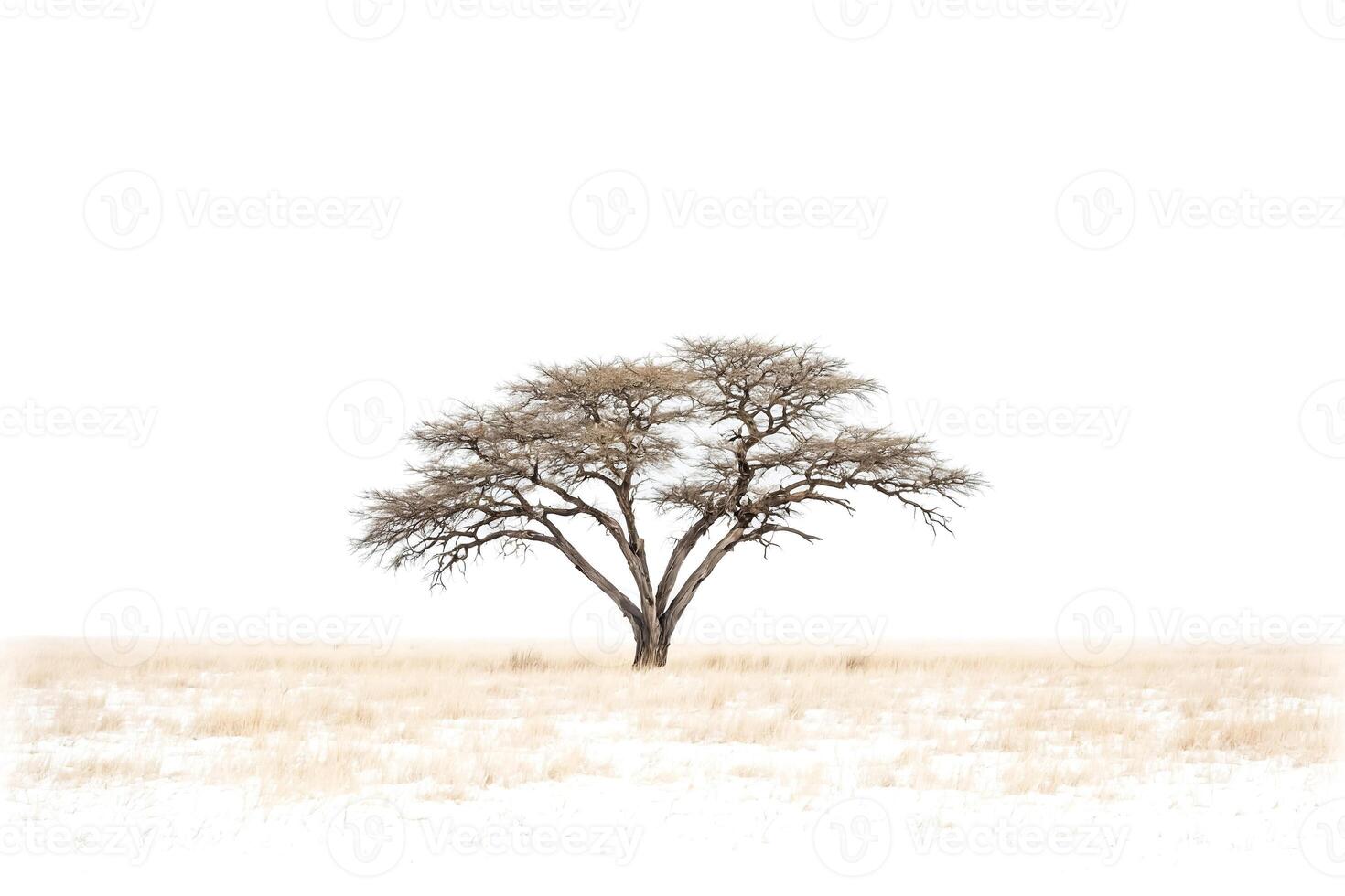 Single Tree in a Snowy Field photo