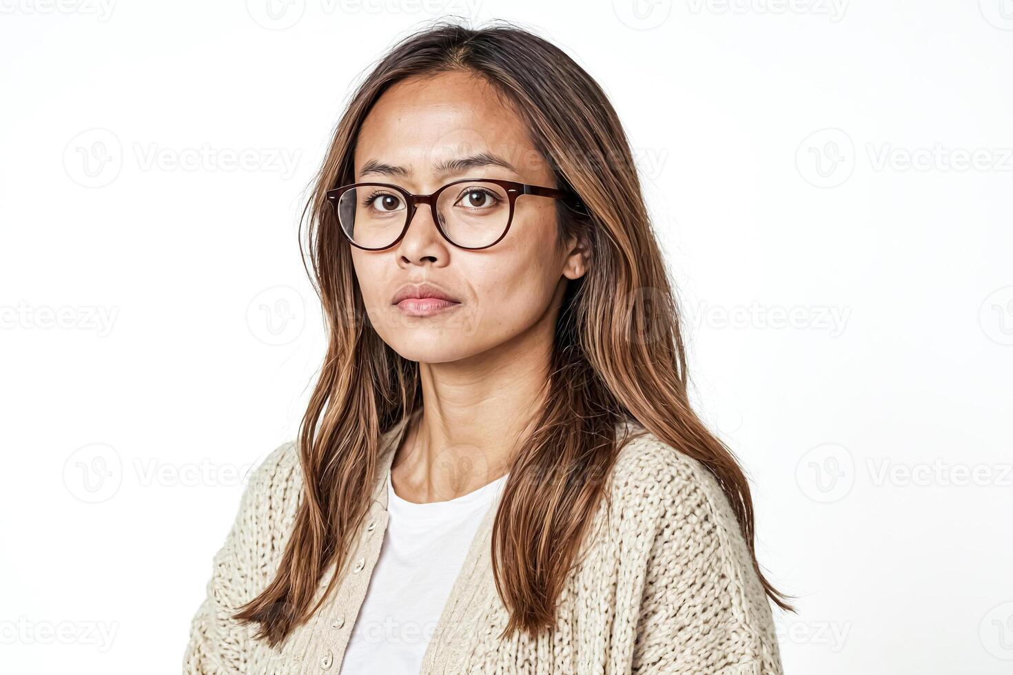 Portrait of a Young Woman Wearing Glasses photo