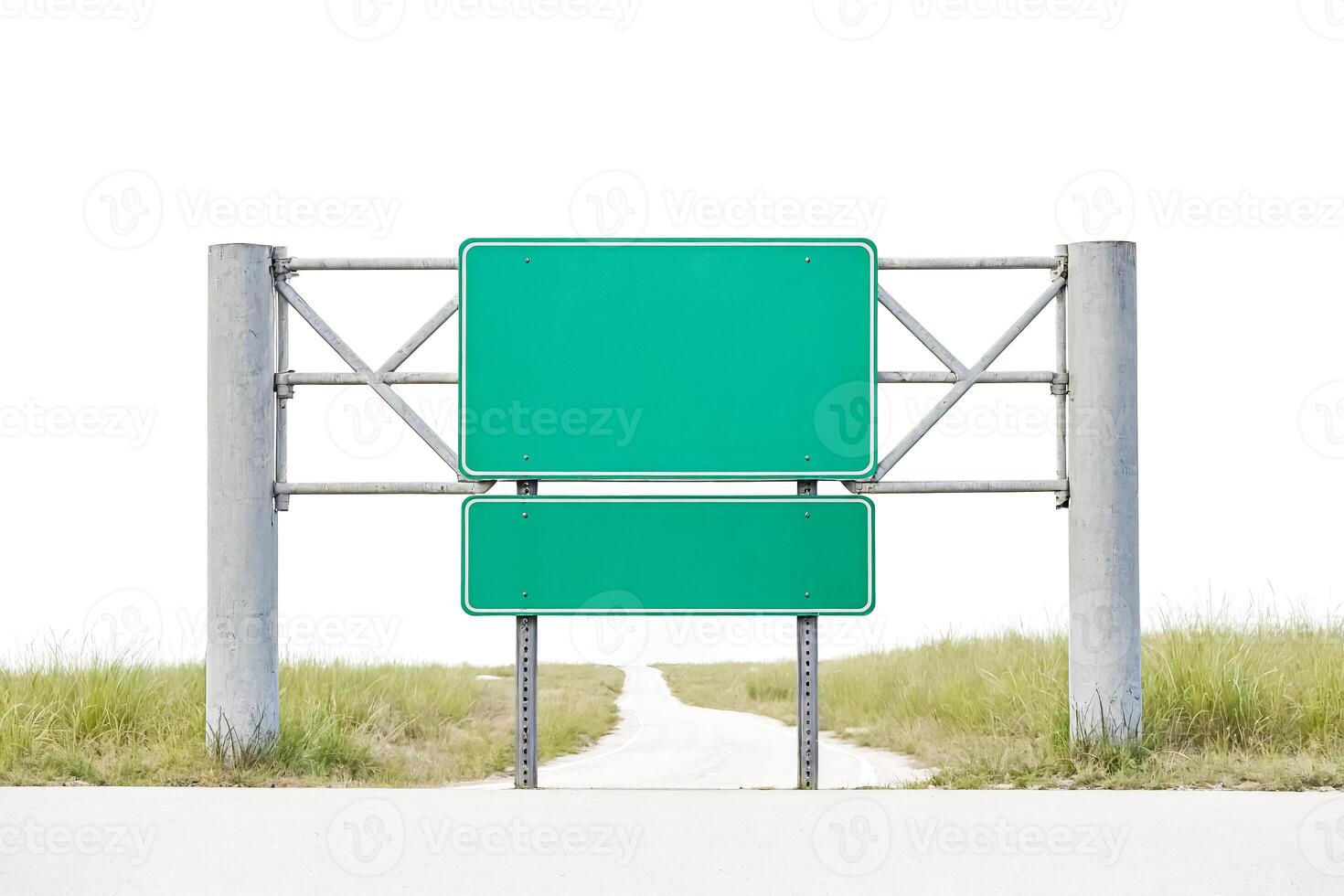 Blank Green Road Sign with White Border photo