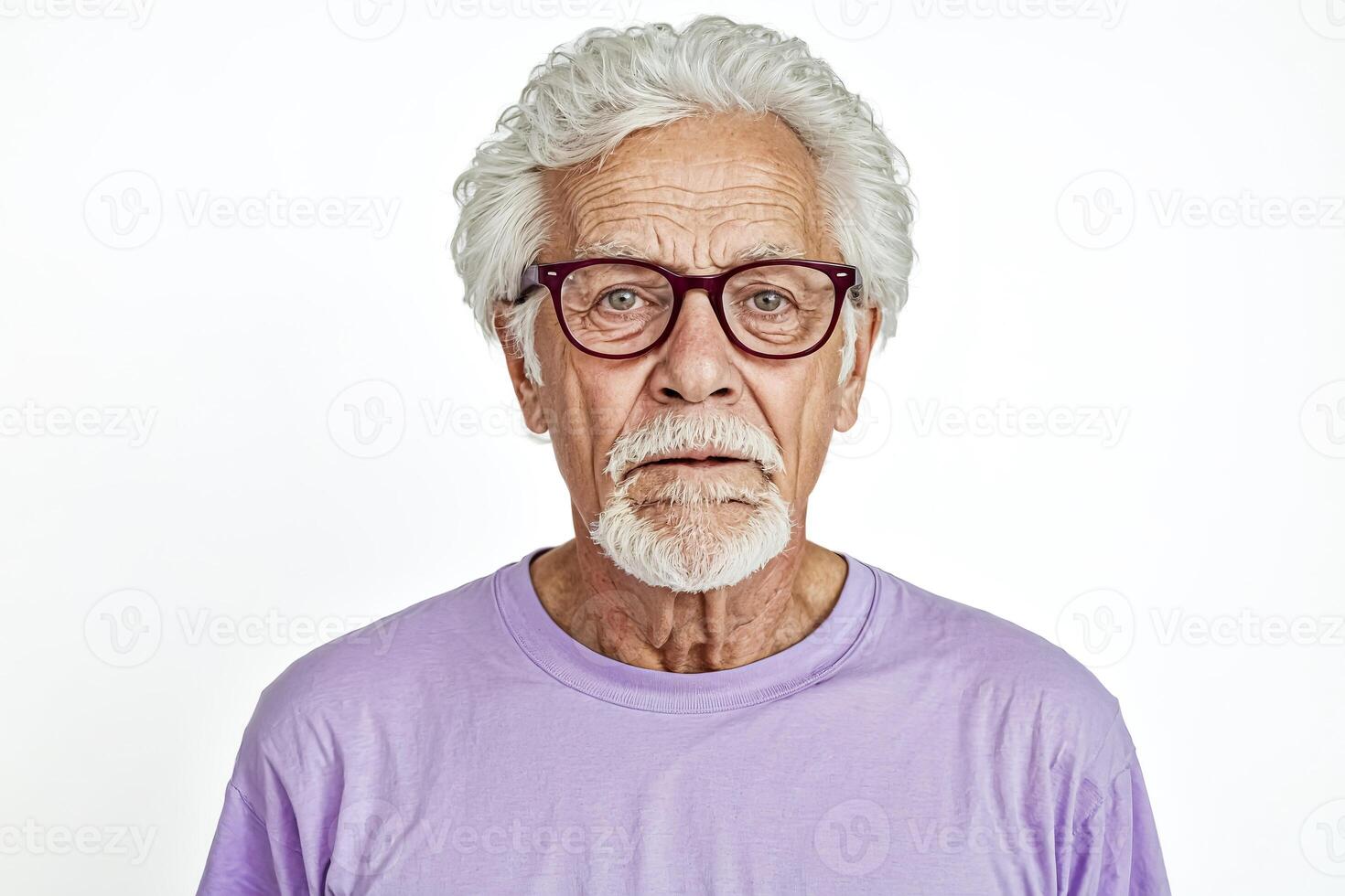 Senior Man Wearing Glasses Looks Off to the Side photo