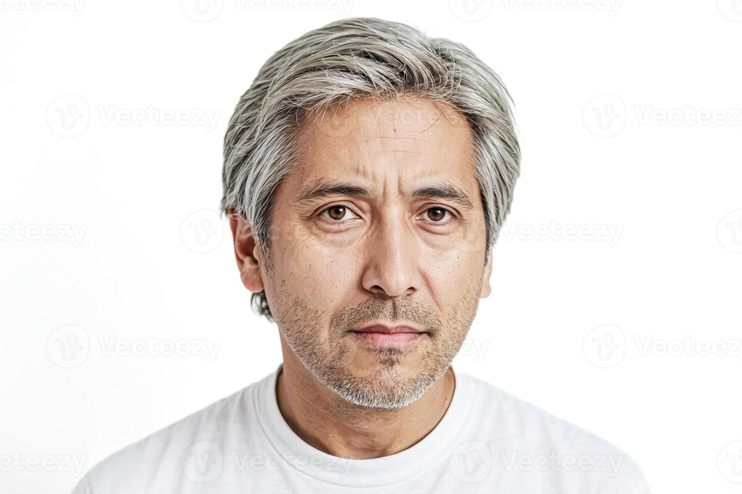 Portrait of a serious middle-aged man with grey hair photo
