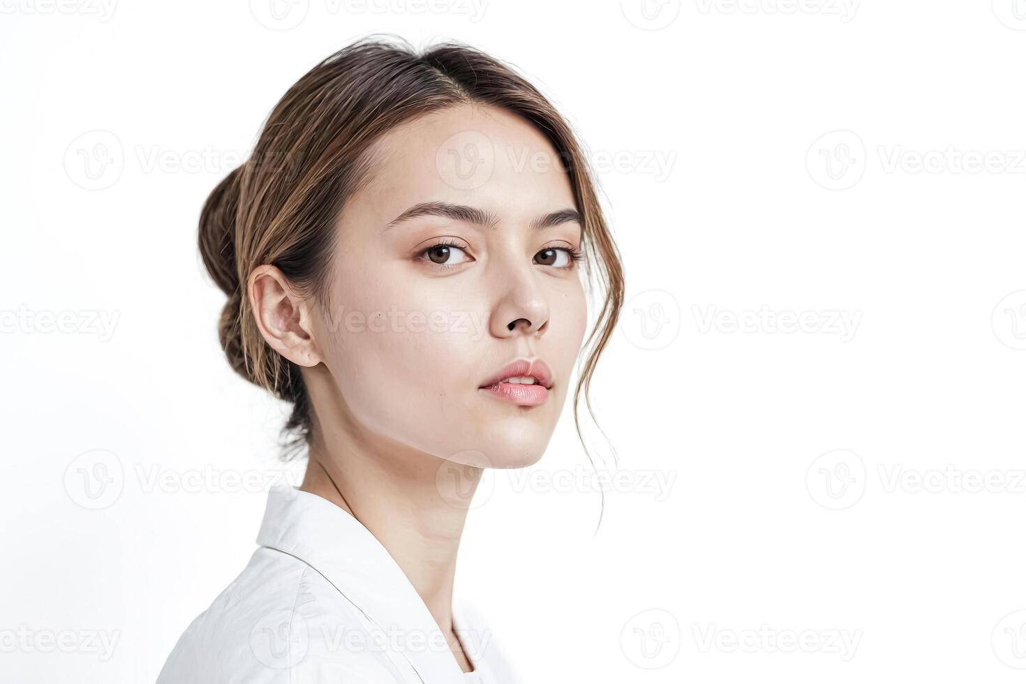 Portrait of a Young Woman with Brown Hair and Eyes photo