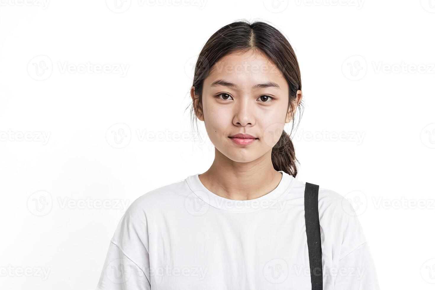 Portrait of a young woman in a white t-shirt photo