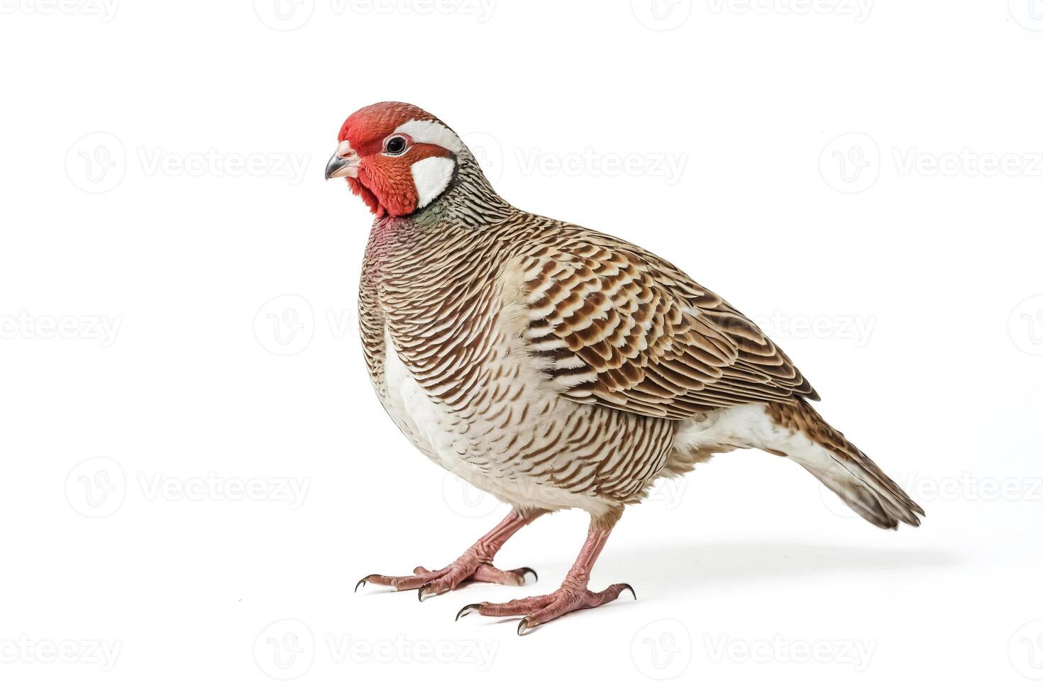 Red-legged Partridge on a White Background photo