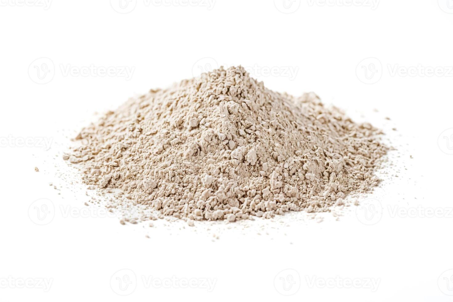 Pile of White Clay Powder Isolated on White Background photo