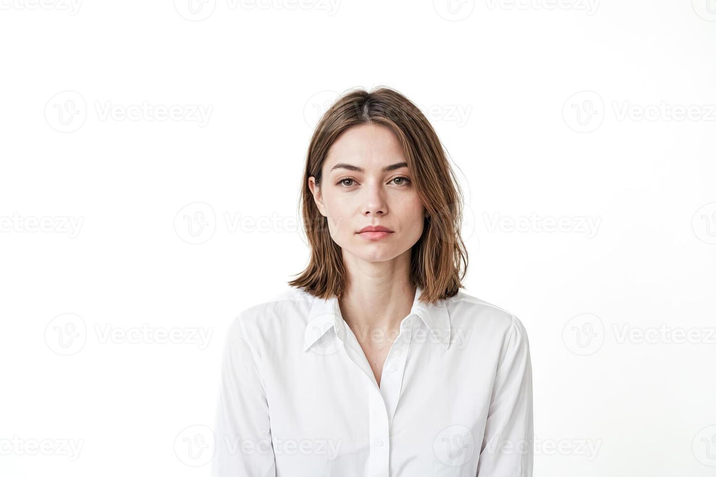 Confident Young Woman in a White Shirt photo