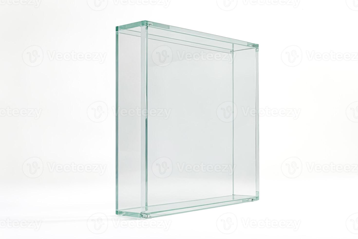 Glass Box Mockup On White Background photo