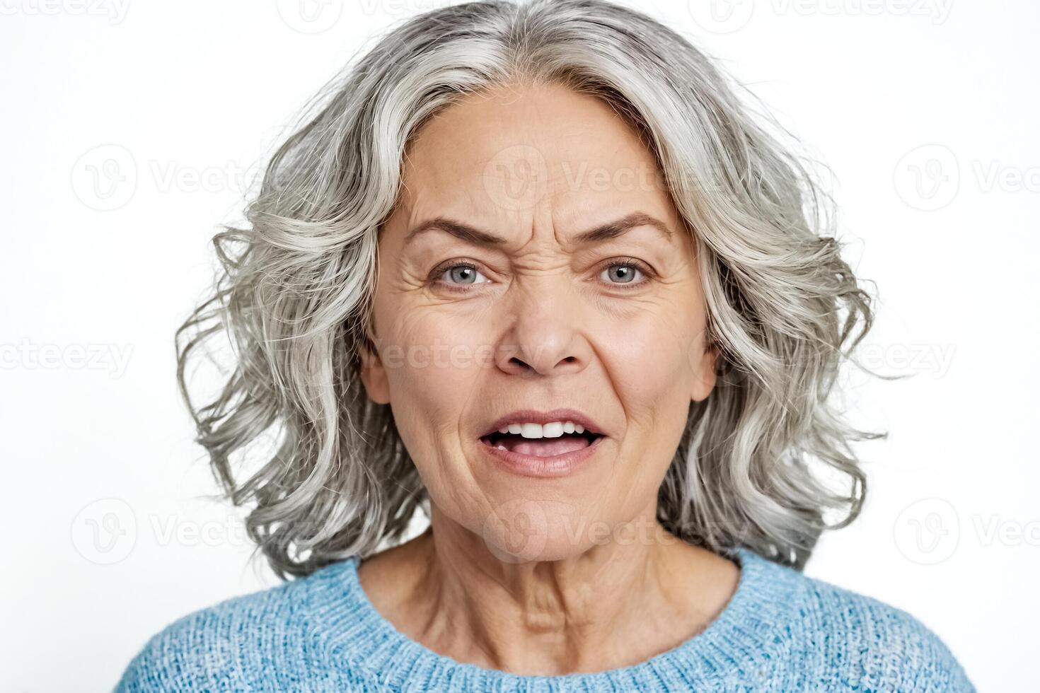 Surprised Senior Woman With Grey Hair photo