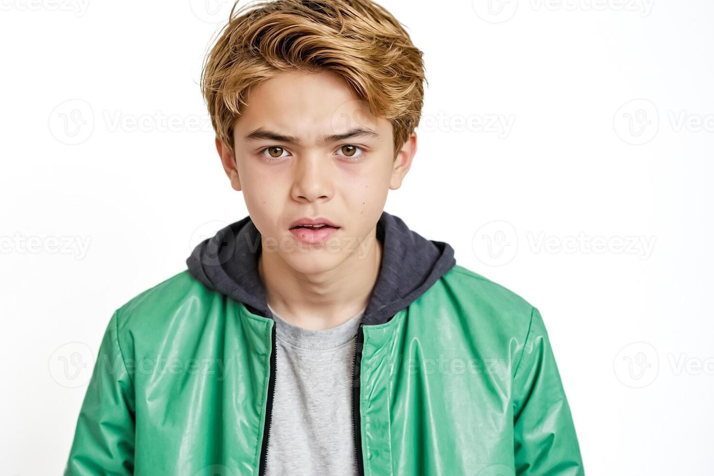 Teenager boy with a concerned expression photo