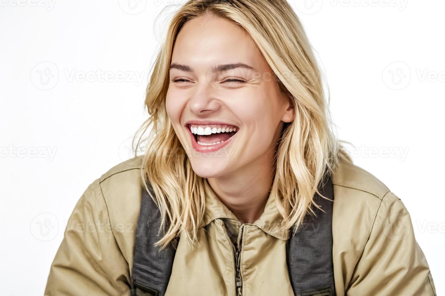 Young Woman with Blonde Hair Laughing photo