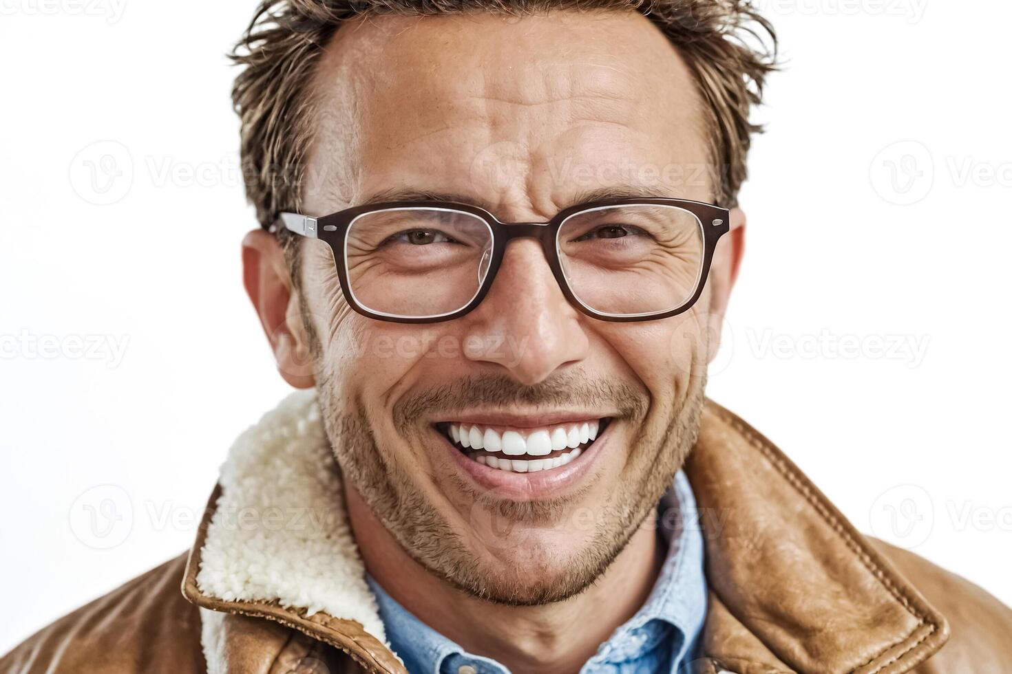 Portrait of a Smiling Man with Glasses photo