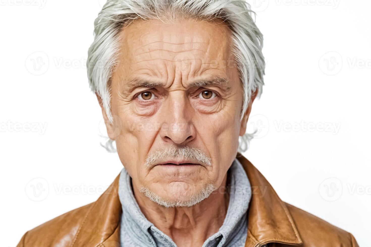 Portrait of a Serious Senior Man with White Hair photo