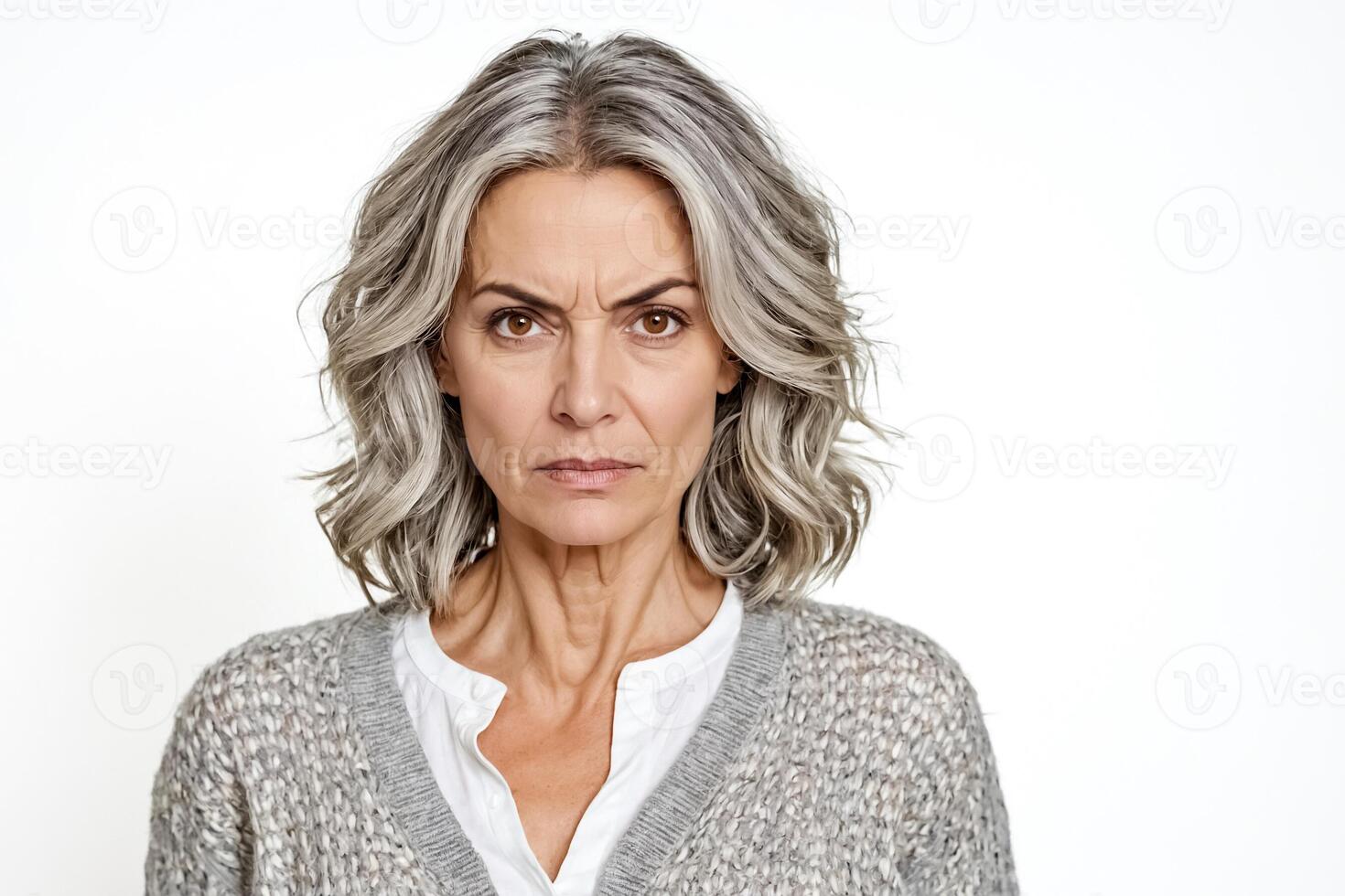 Portrait of a woman with a serious expression photo