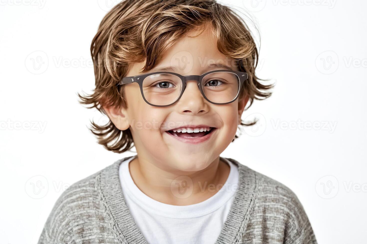 Happy Child Wearing Glasses Smiling photo
