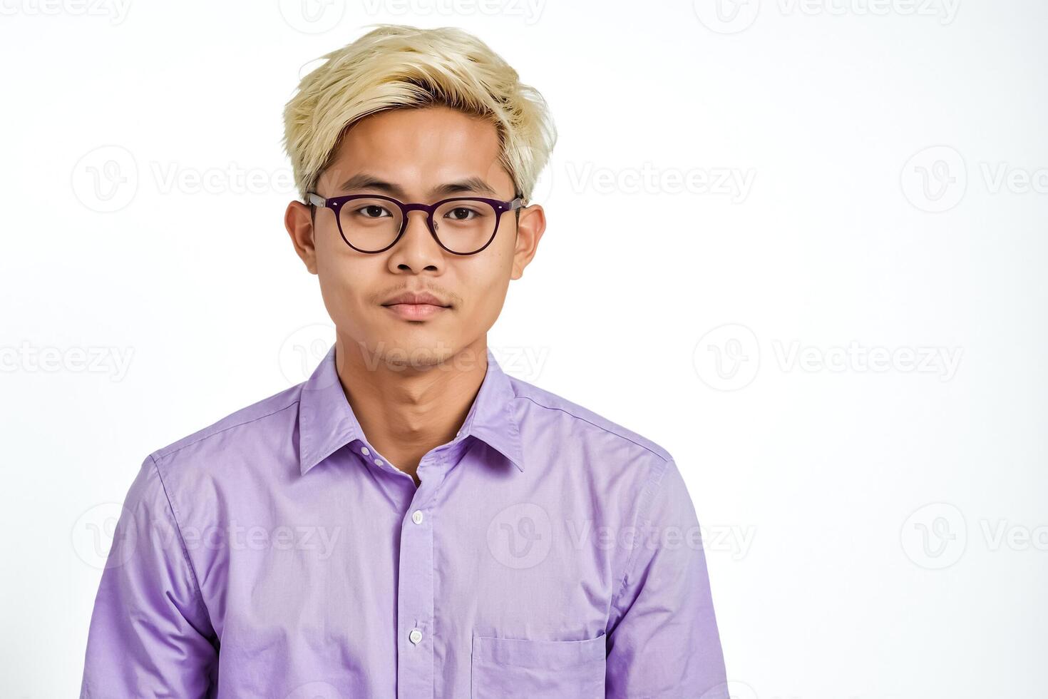 Portrait of a young man in a purple shirt photo
