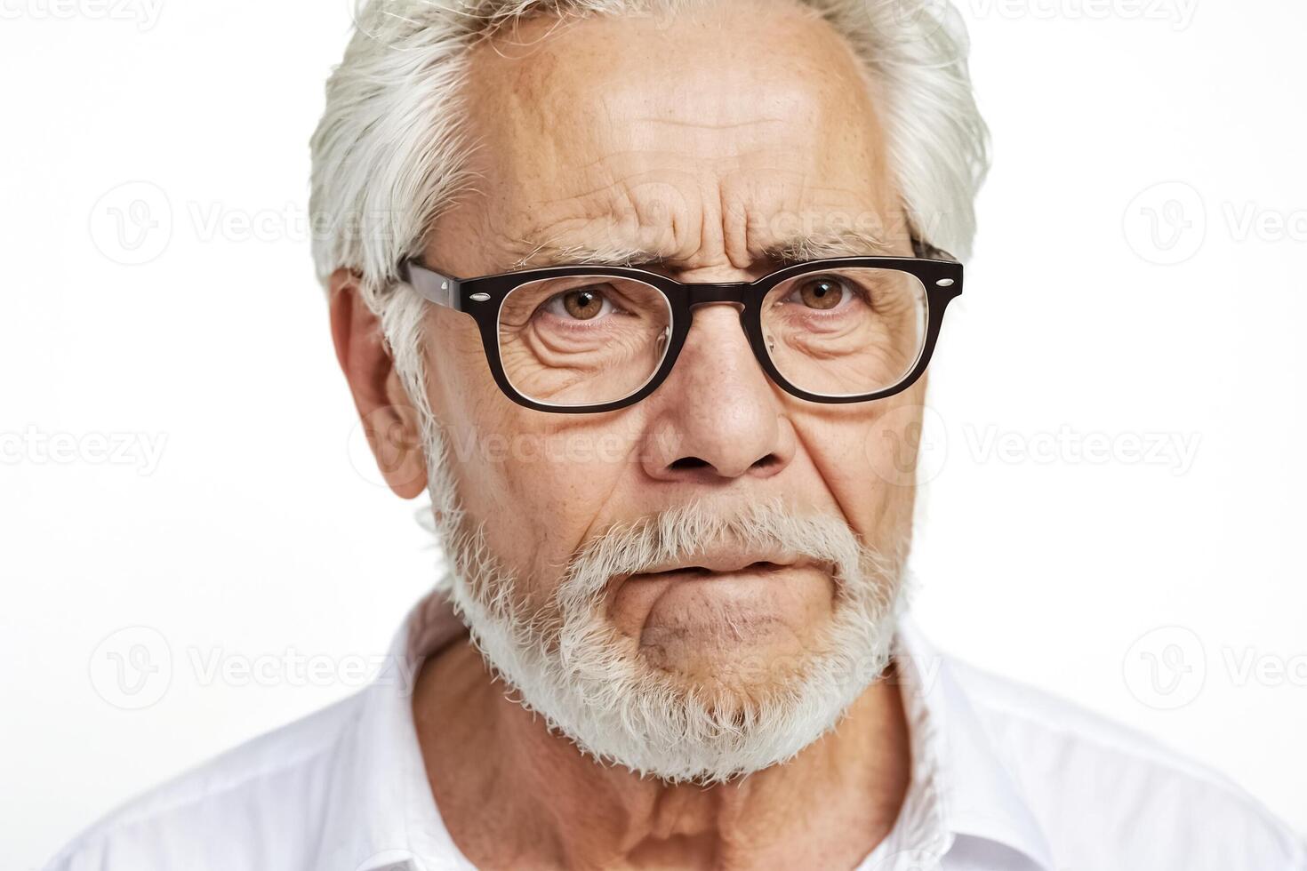 Portrait of a Senior Man with a Skeptical Expression photo