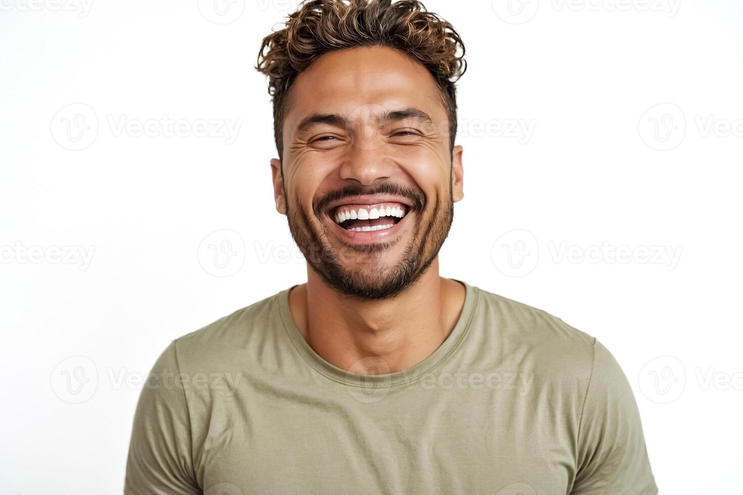 Portrait of a Happy Man Smiling and Laughing photo