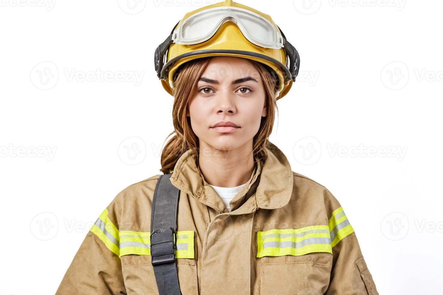 Female Firefighter In Uniform photo