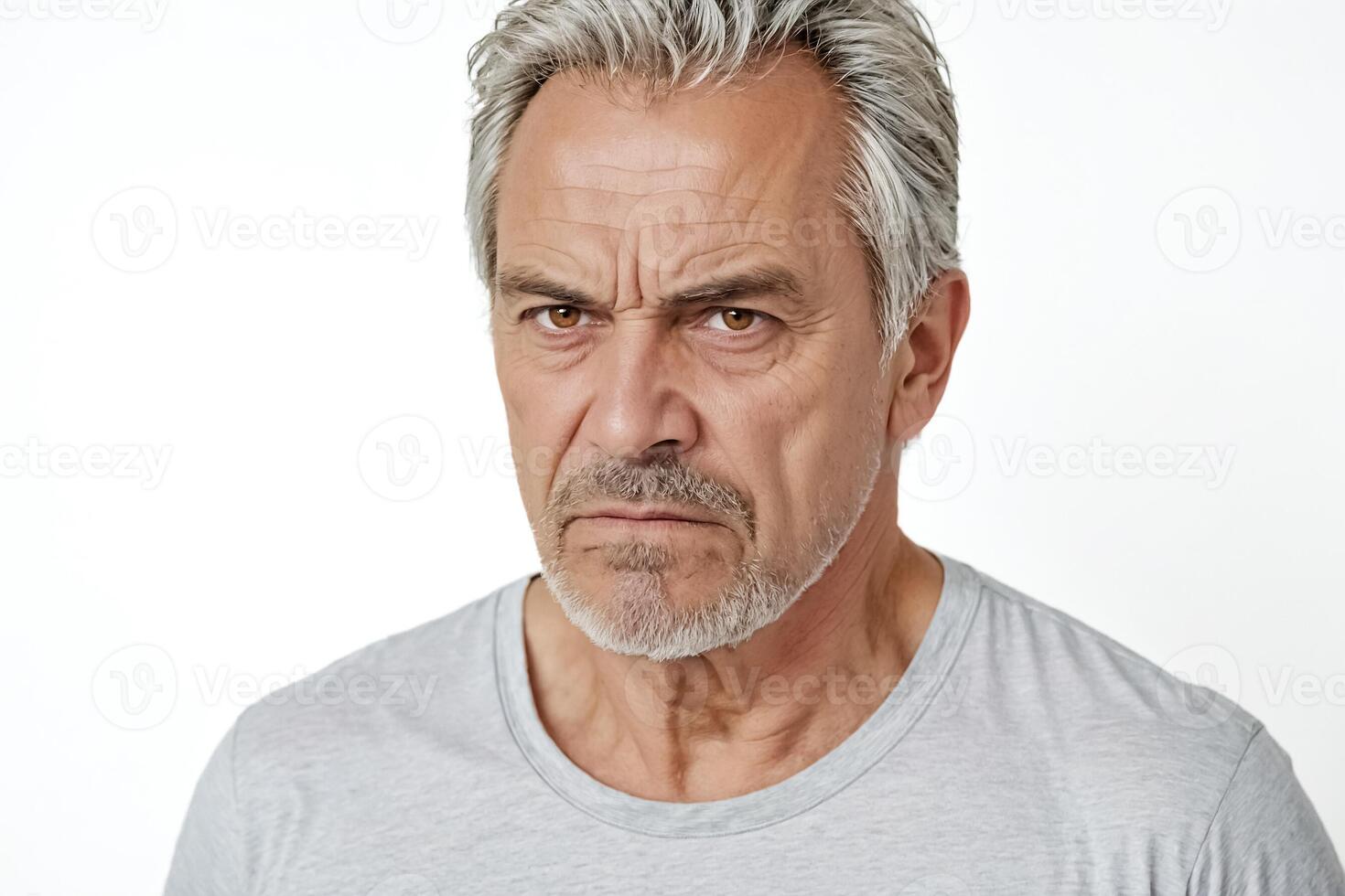 Portrait of a serious mature man with gray hair and beard photo