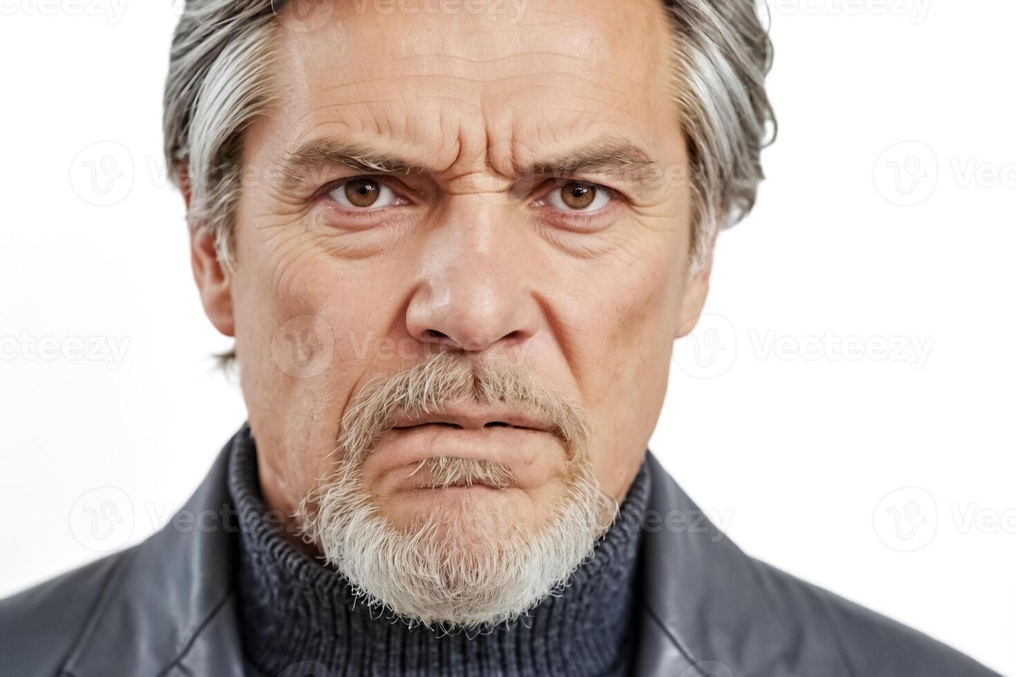 Close-up portrait of a serious man with a goatee photo