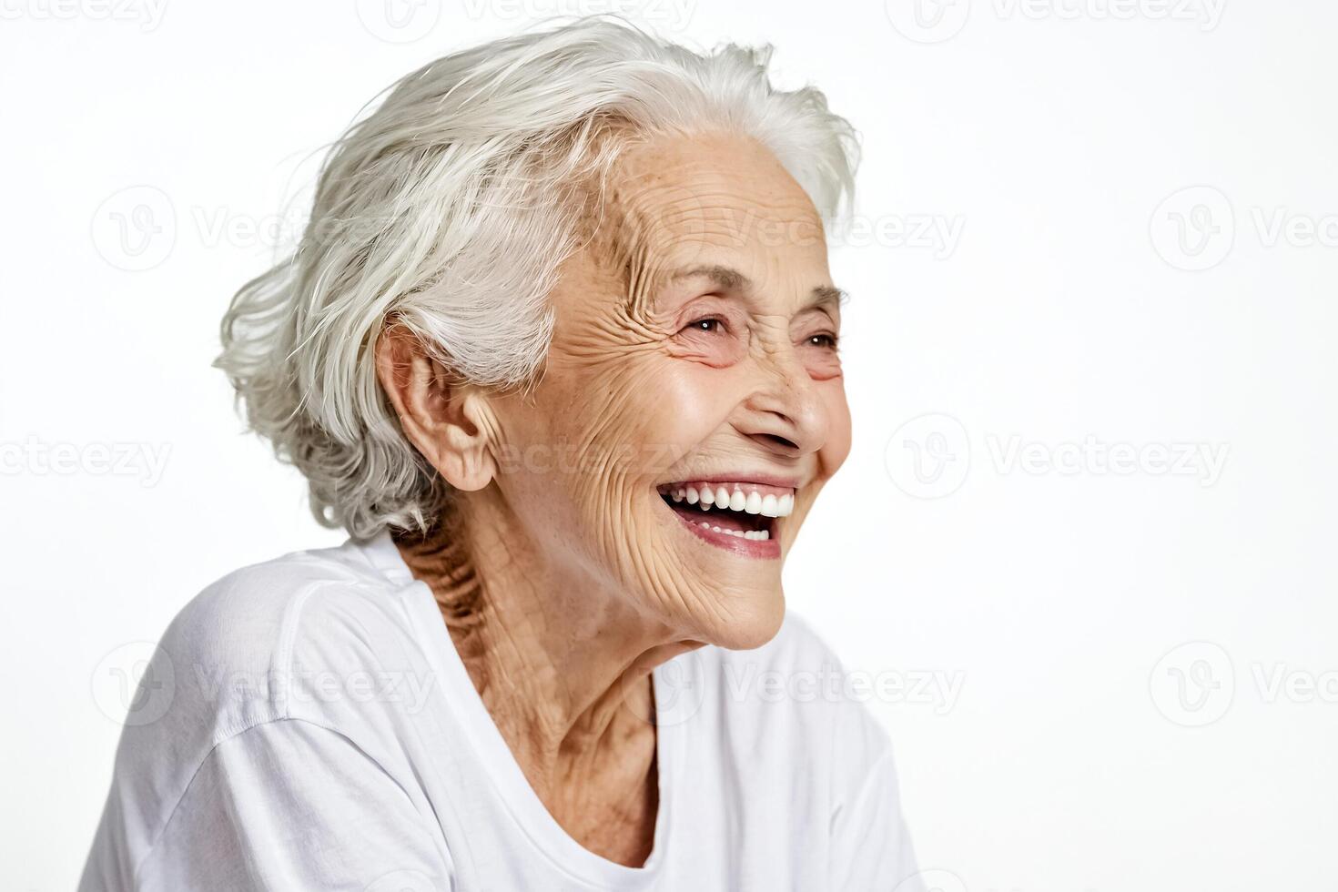 Portrait of a Senior Woman Smiling Joyfully photo