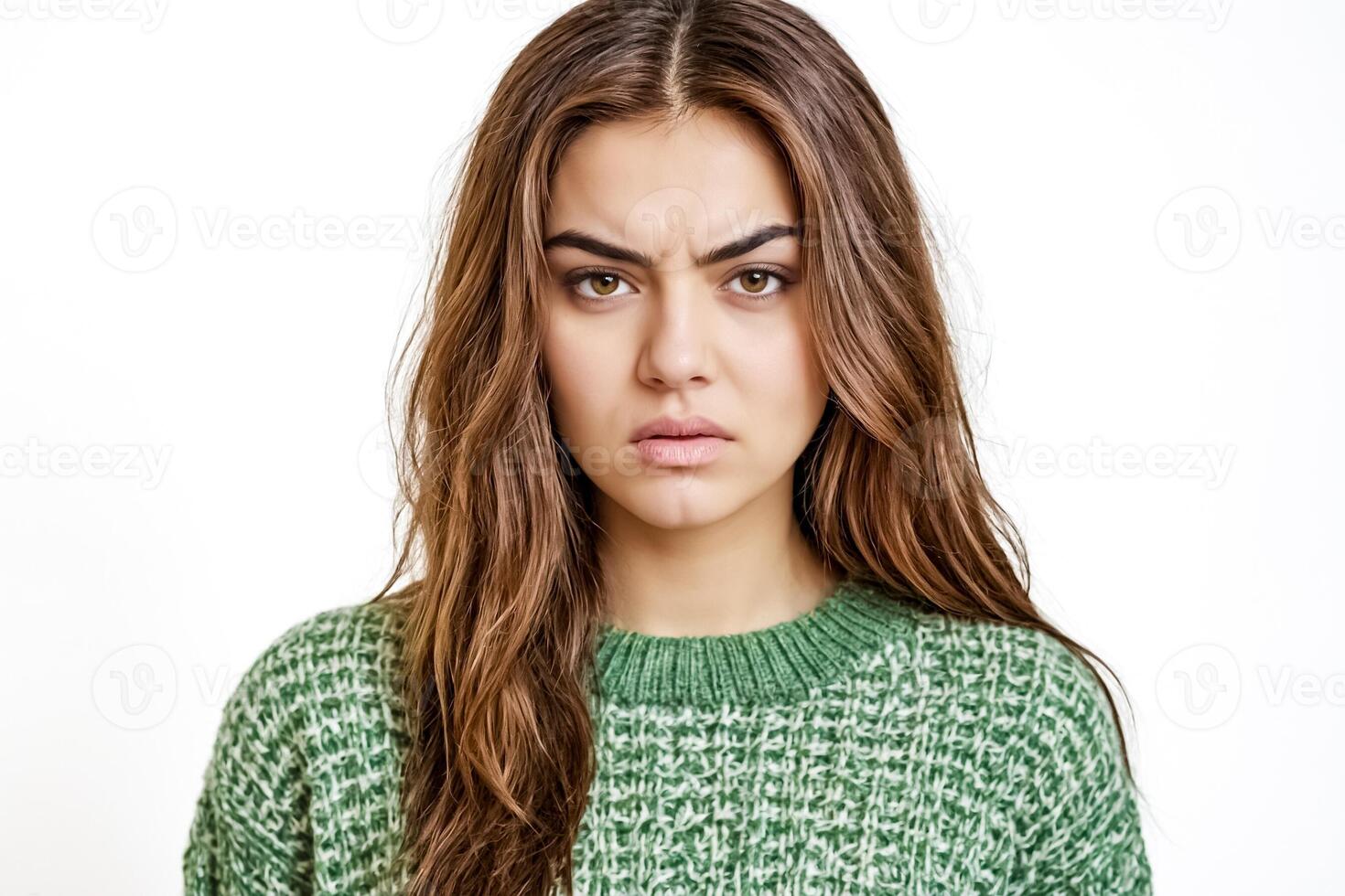 Portrait of a woman with a serious expression photo