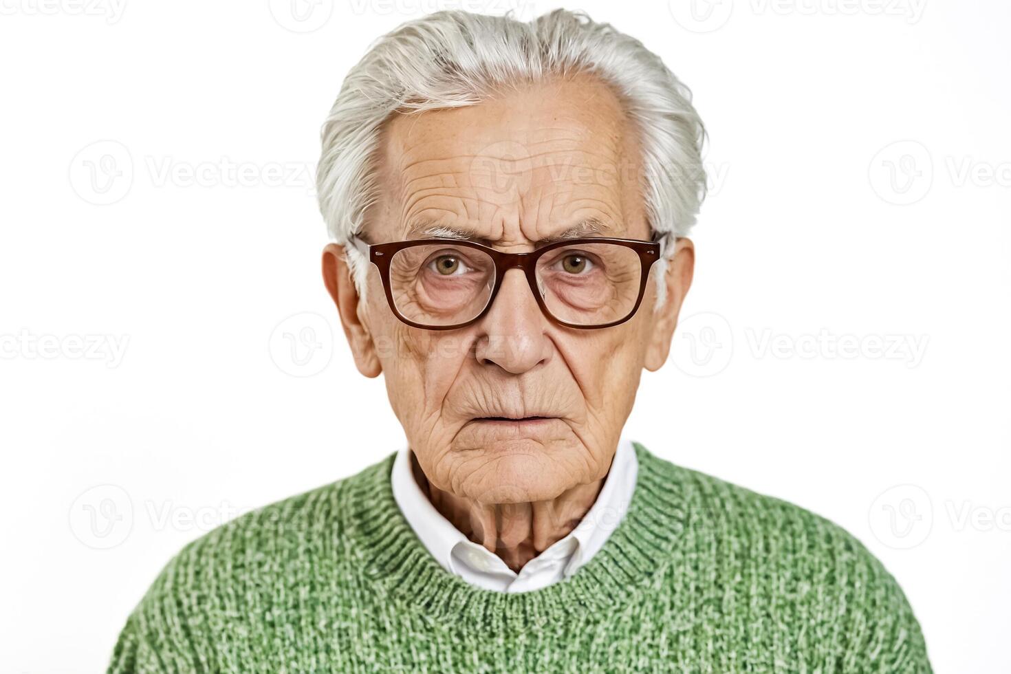 Portrait of a Senior Man with Glasses and a Green Sweater photo