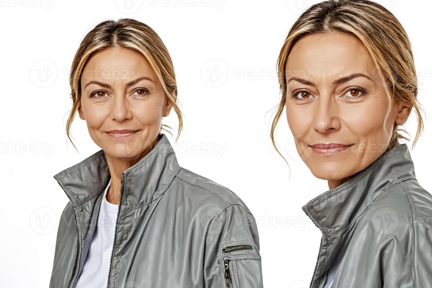 Woman in grey jacket smiling photo