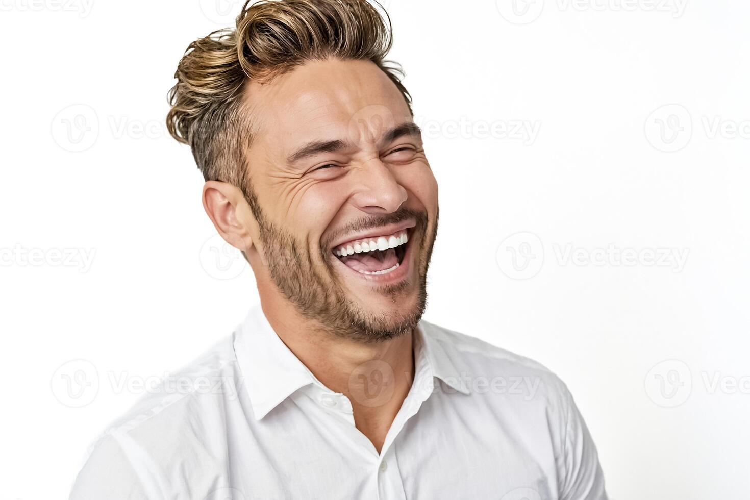 Portrait of a Happy Man with a White Shirt photo