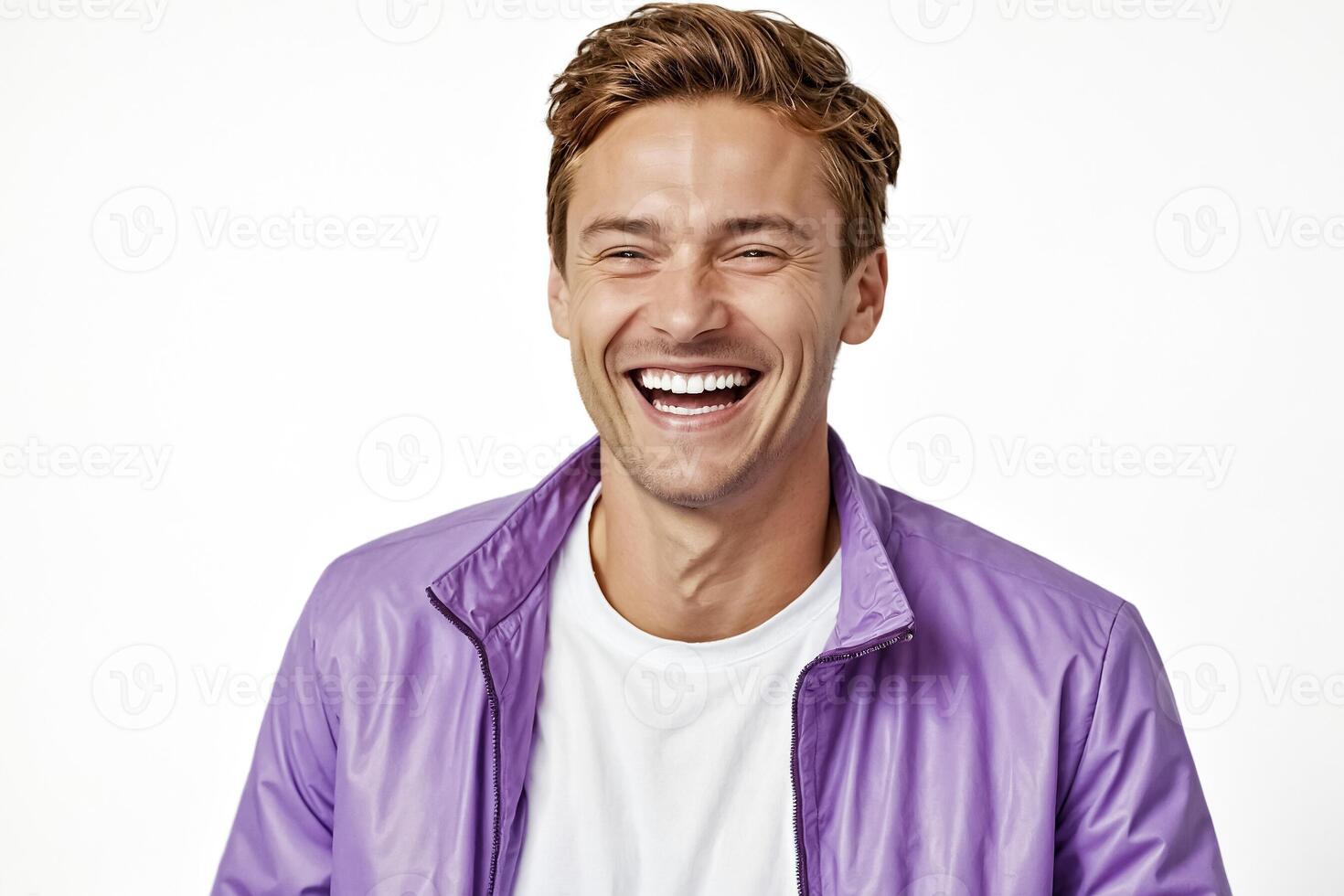 Happy Young Man in Purple Jacket photo