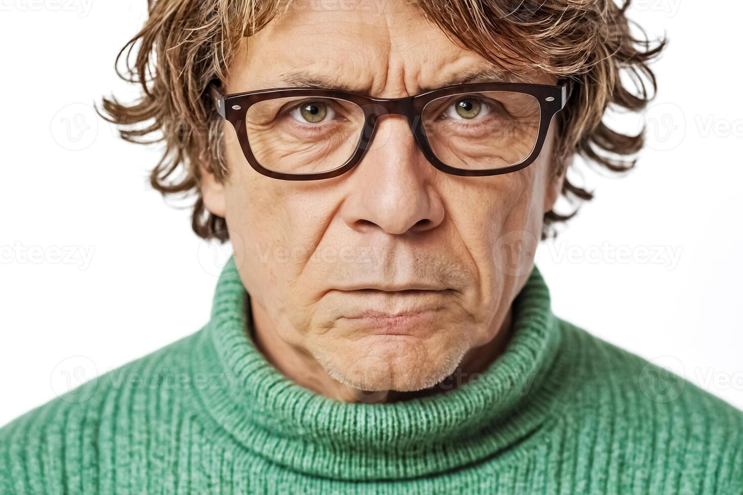 Portrait of a man with a skeptical expression photo