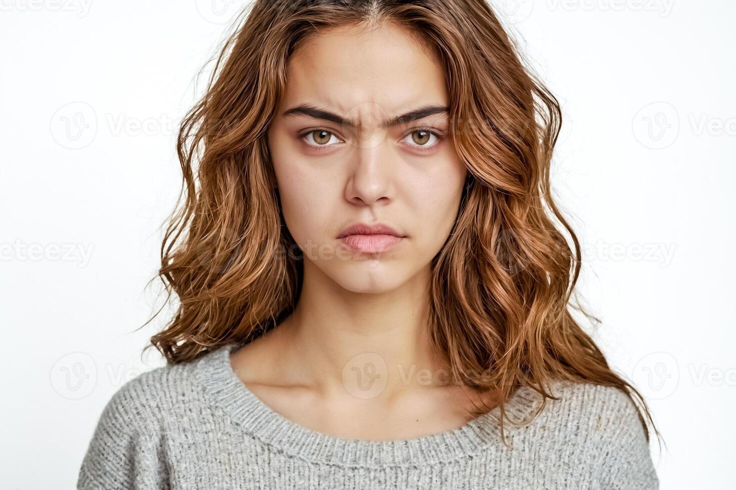 Portrait of a Young Woman with an Annoyed Expression photo