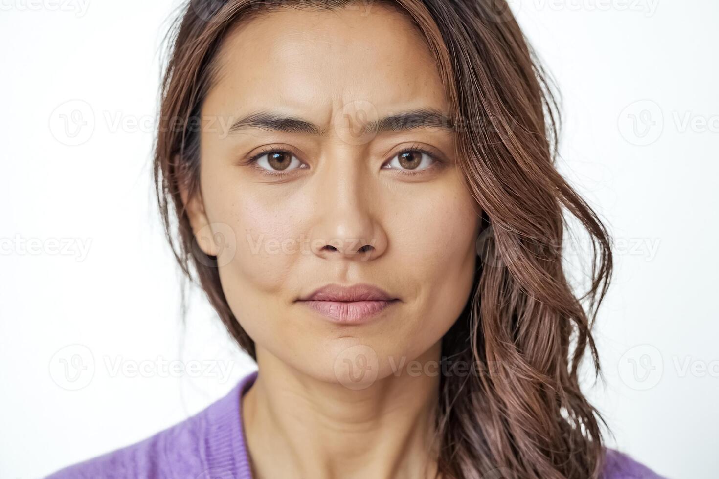 Close Up Portrait of a Woman with a Serious Expression photo