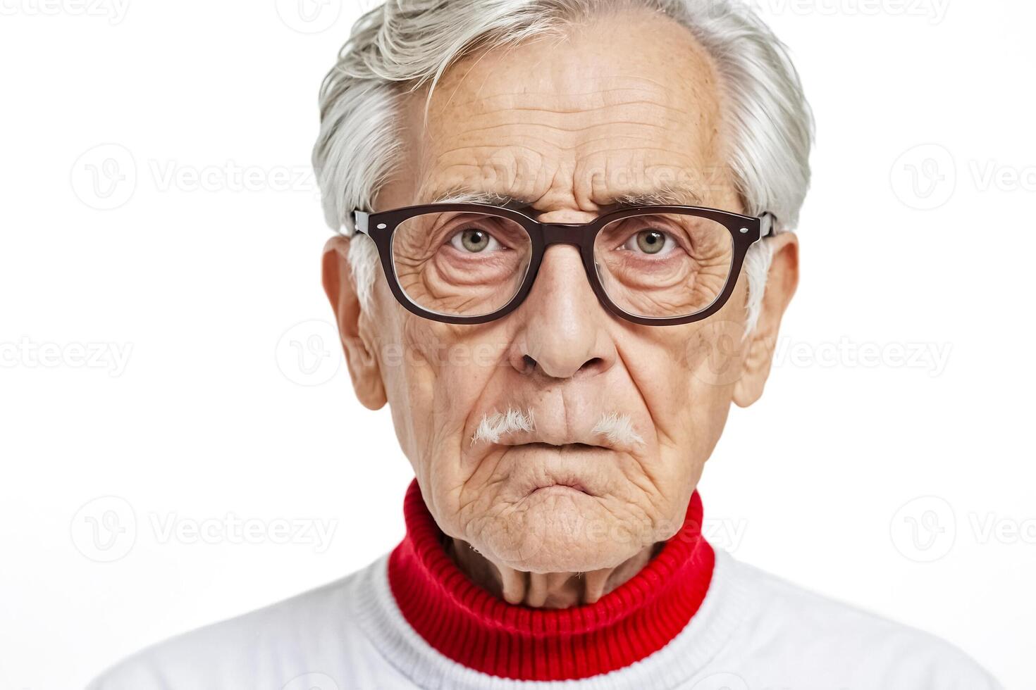 Close-up of an elderly man with a thoughtful expression. photo