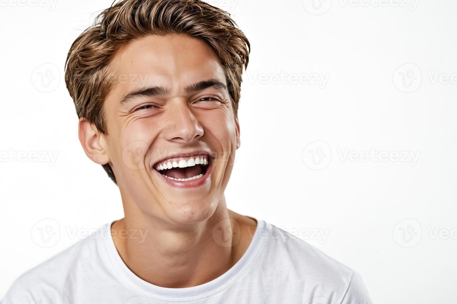Close-up of Young Man Laughing photo